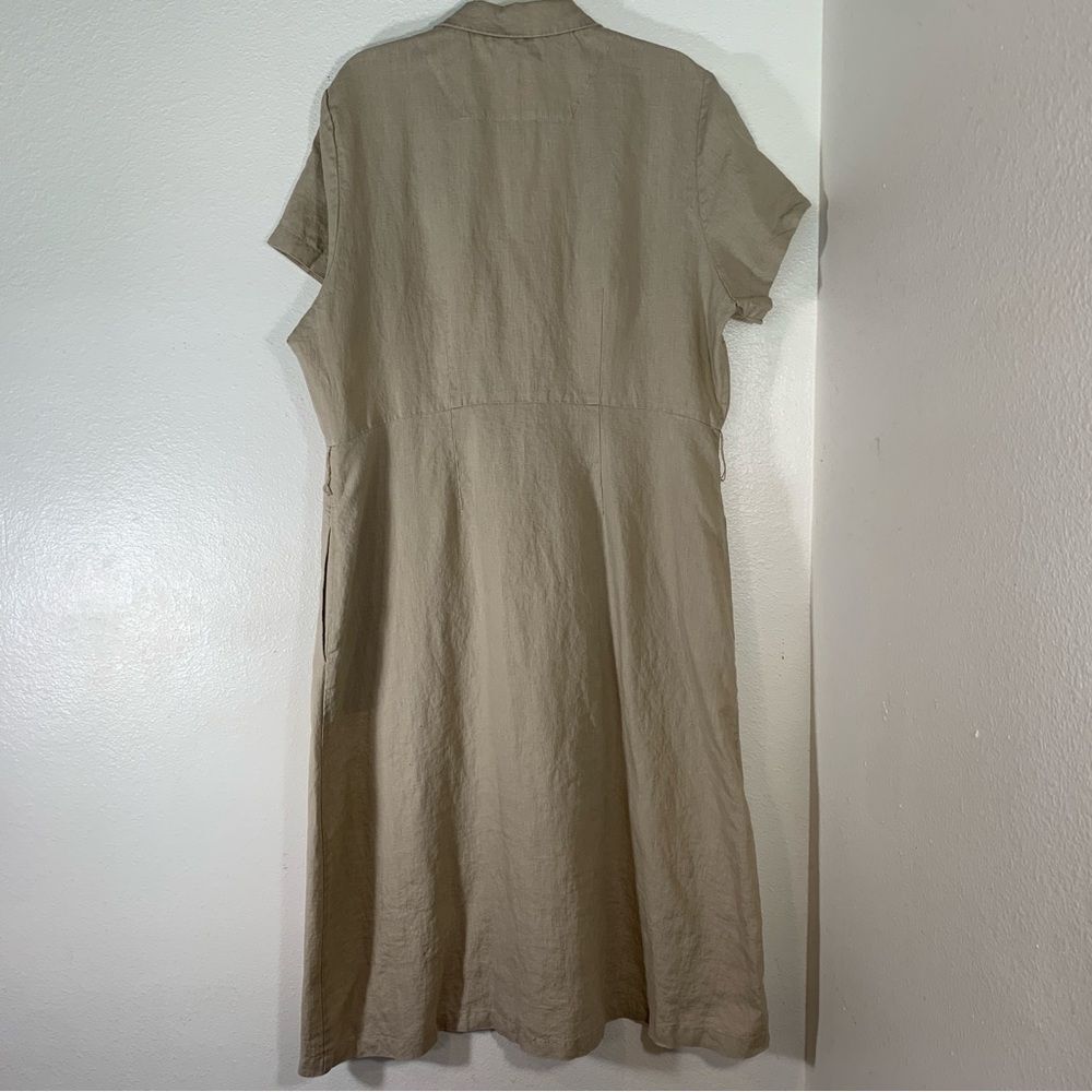 Quince Linen Shirt Dress Womens Short Sleeve Size XL Brown Long Button No Belt - Picture 5 of 10